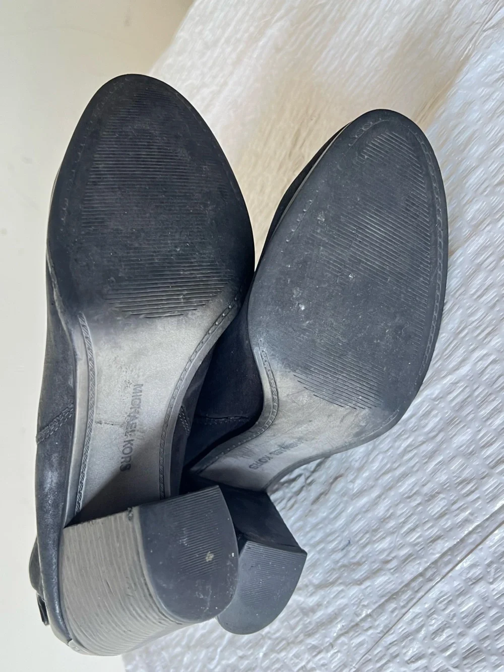 Michael Kors Black Leather Ankle Booties with Block Heel